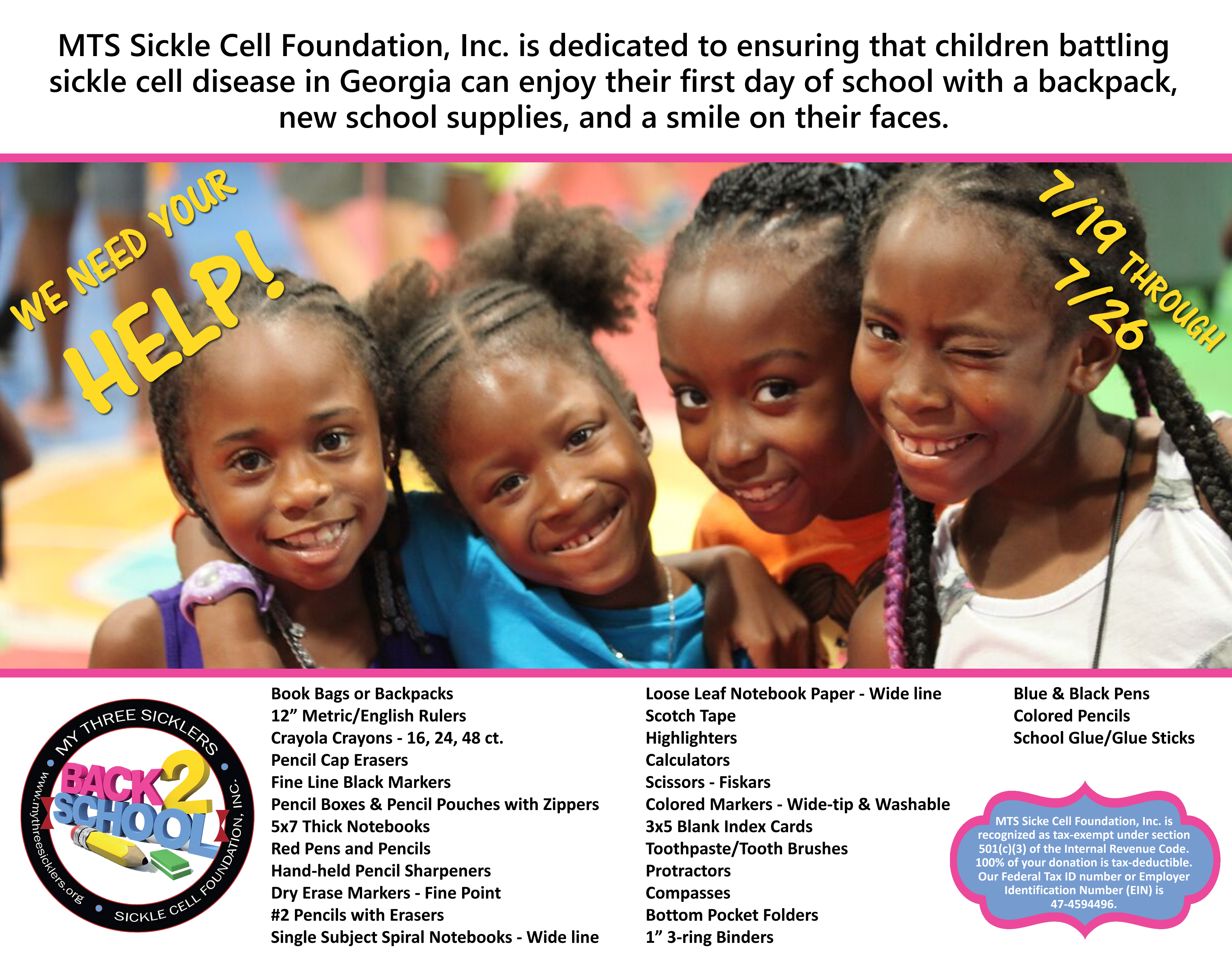 MTS Sickle Cell Foundation Back to School Drive – MTS Sickle Cell