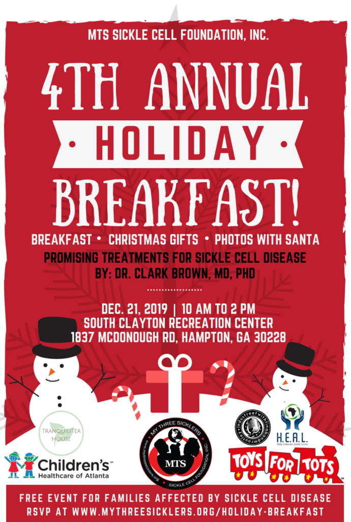 MTS Sickle Cell Foundation, Inc. is proud to bring you our 4th Annual Holiday Breakfast for Sickle Cell families.